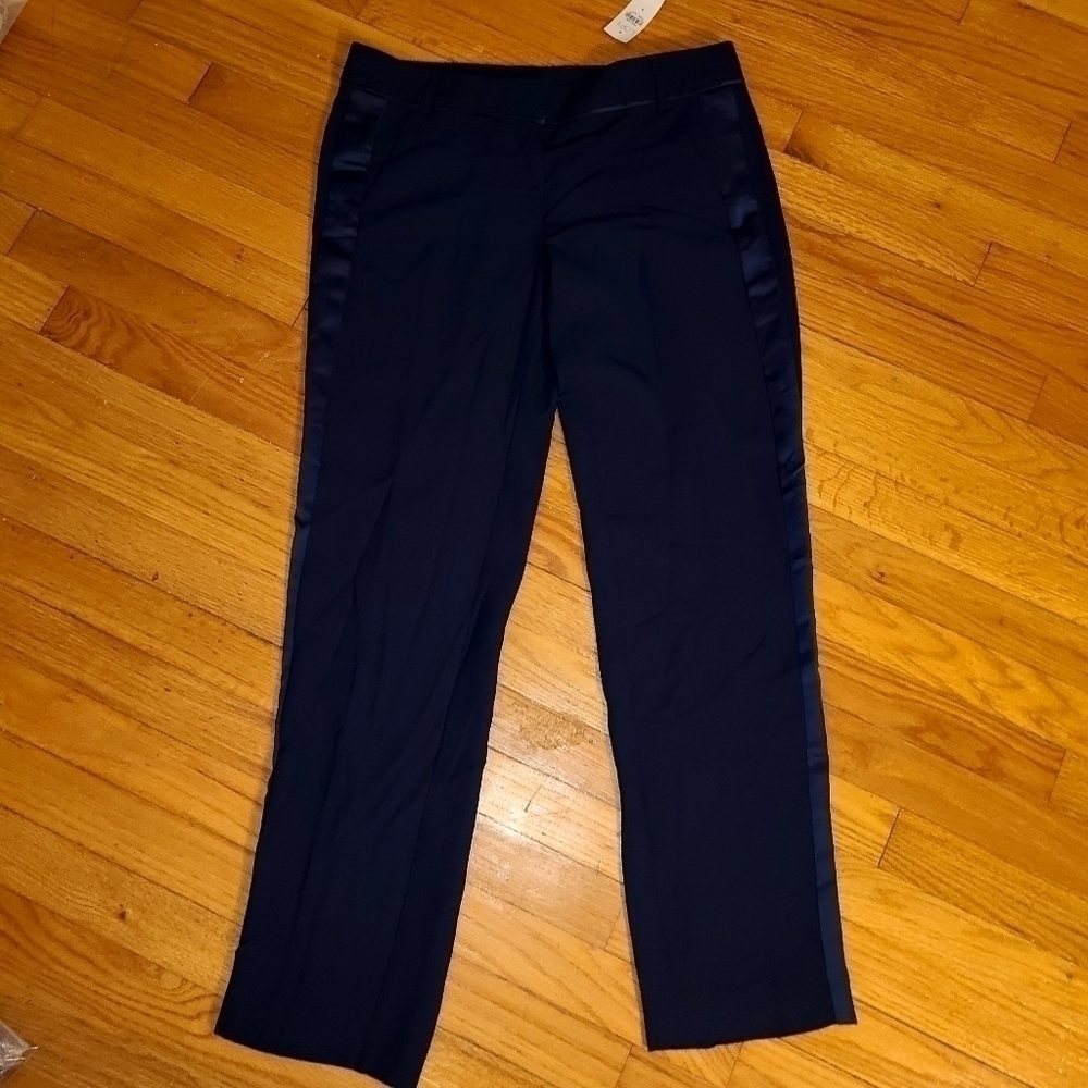 NWT Marisa Straight Navy Blue Mist Metallic Pants Sz 6.